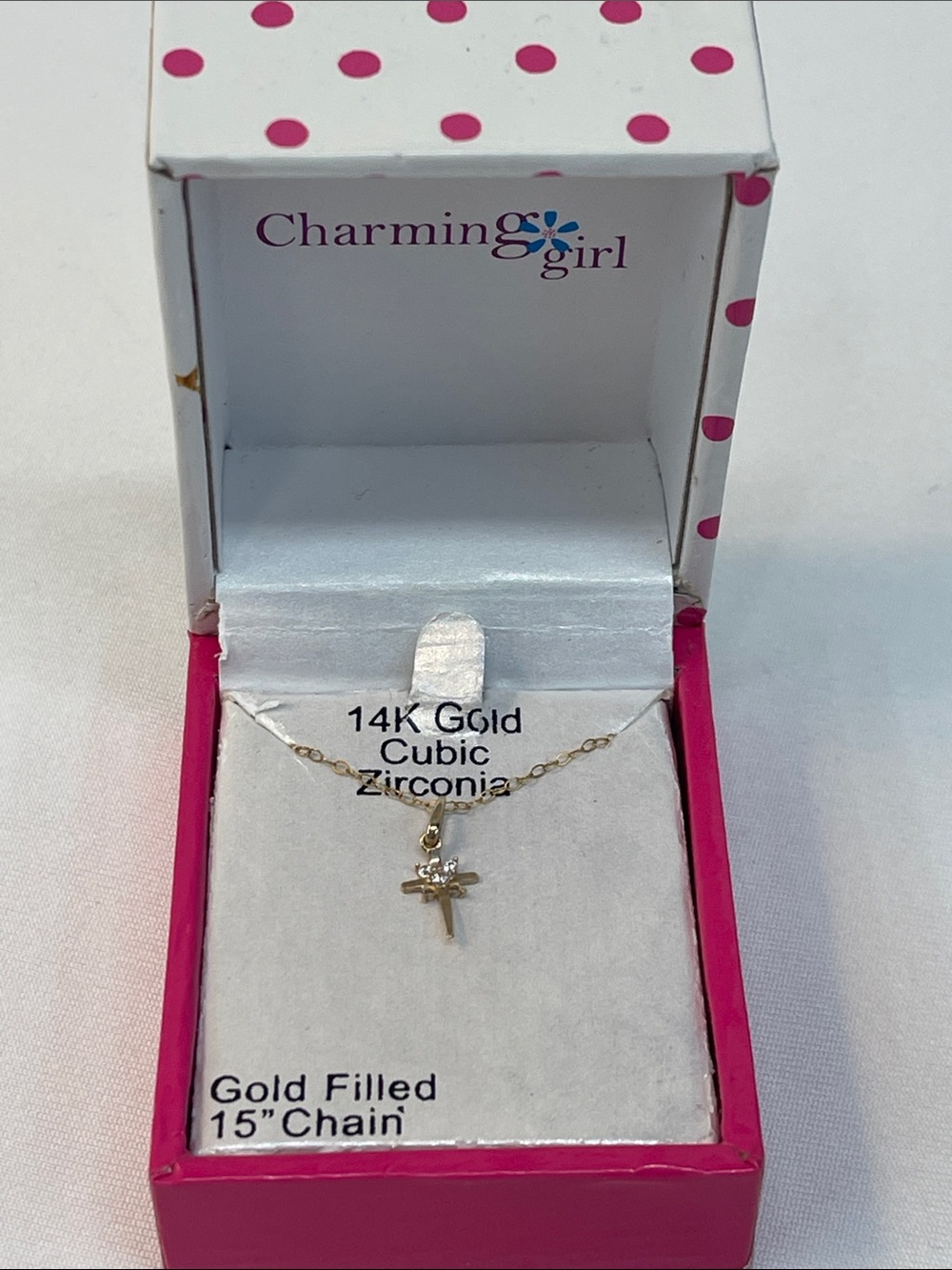 NWT 14K Gold filled Cross Necklace - Cubic Zirconia 15 inch chain